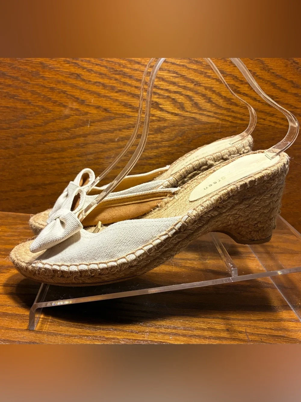 Patricia Green Canvas Bow Espadrille Slide Sandals Cream Size EU 39 US 8.5
